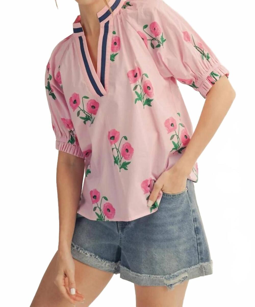 NEW JODIFL poppy puff sleeve top in pink